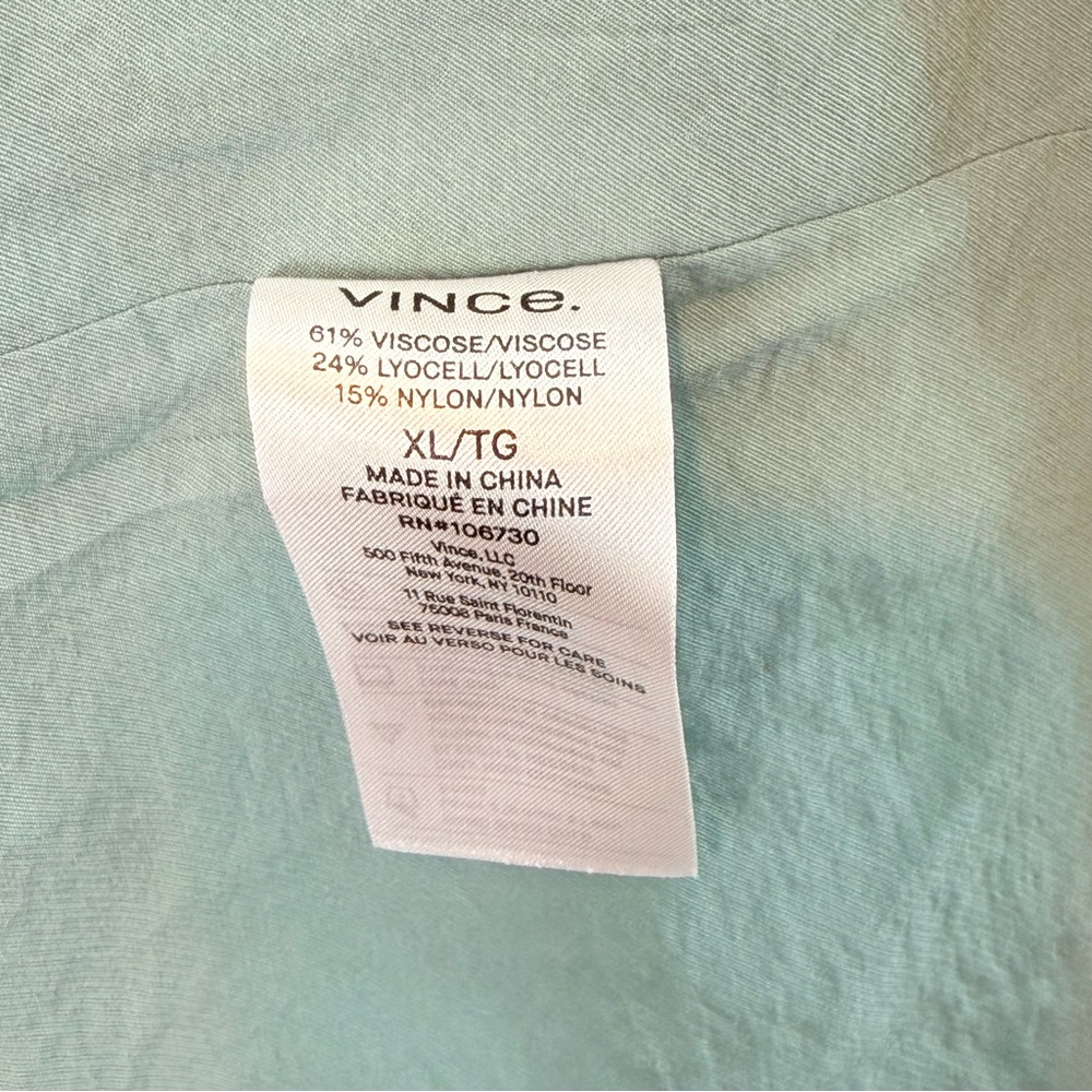 Vince women’s warp collared Long sleeve v neck mini dress viscose blend green XL - Picture 7 of 11